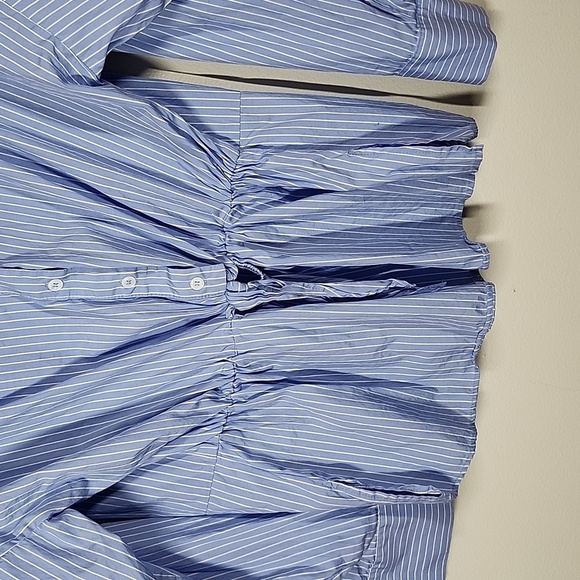 Anthropologie Harshman button back blouse in subtle pinstripe blue motif Small - Picture 6 of 13